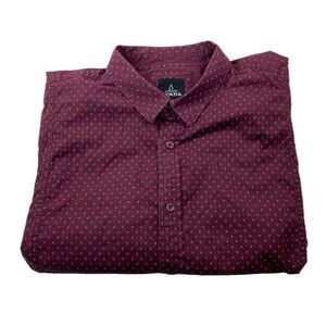 PrAna Lukas Shirt Mens‎ XX Large Burg. Button Up 3/4 Long Sleeve Casual Preppy